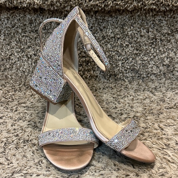 Blue By Betsy Johnson Mari Rhinestone Block Heel Dress Sandals - Picture 1 of 6